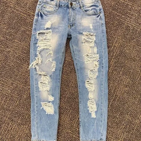 Machine Novelle Mode Low Rise Ripped Capris - Picture 1 of 7